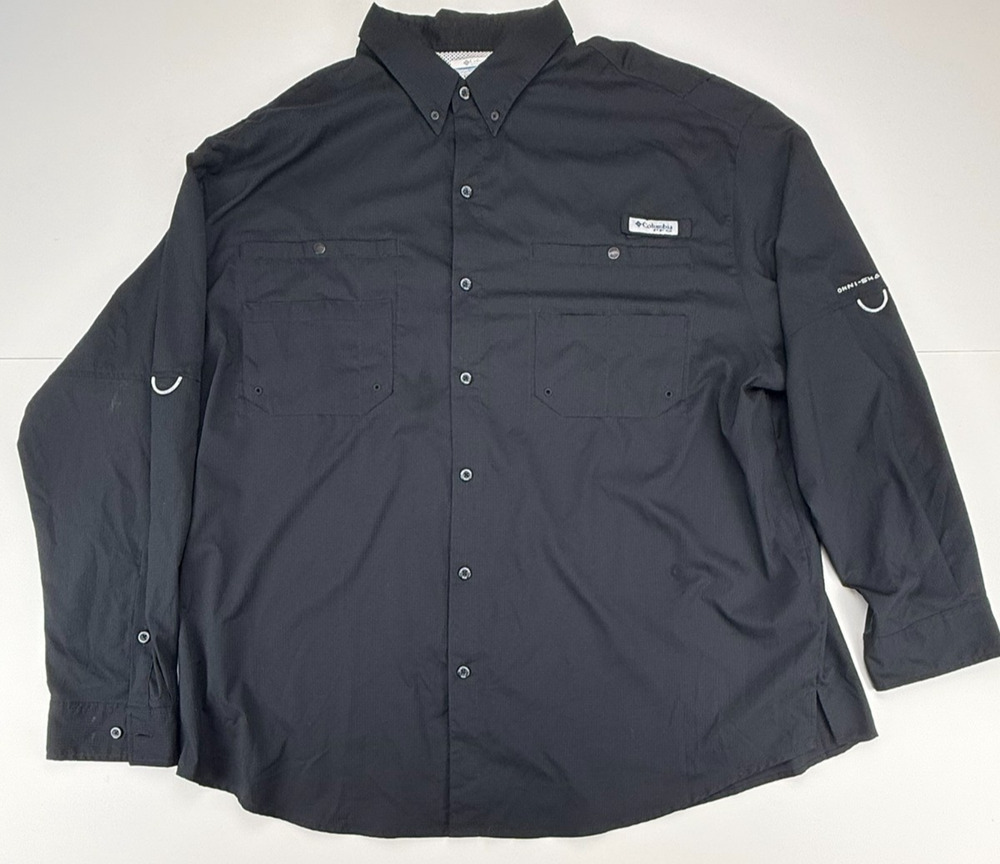 Columbia PFG Tamiami II Long Sleeve Fishing Shirt Men’s 3X Black Button Down